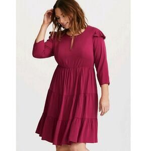 TORRID WINE CHALLIS TIERED SKATER DRESS SZ 1 1X